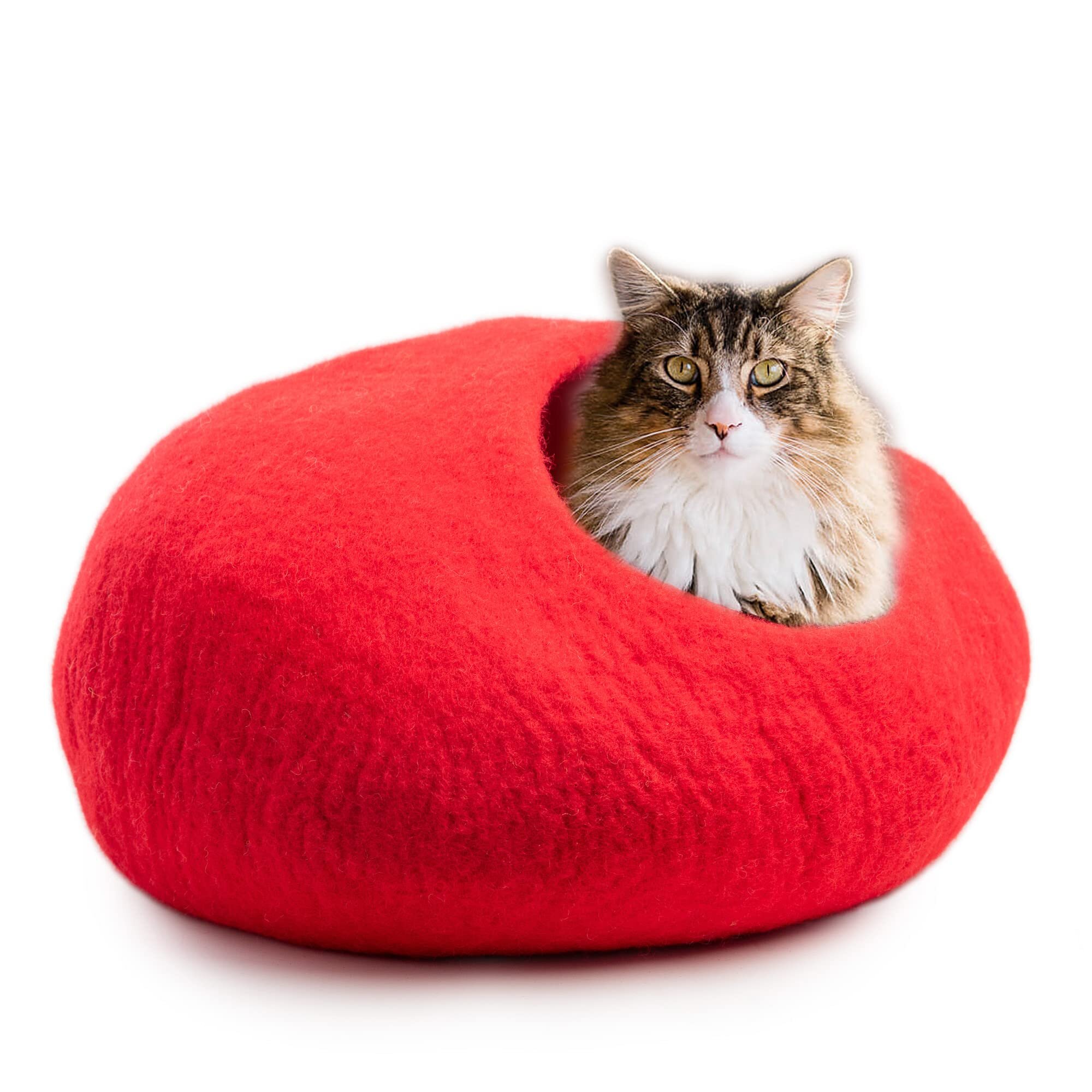 Woolygon Wool Cat Cave Bed Handcrafted From 100% Merino Wool Eco-Friendly Felt Cat Cave For Indoor Cats And Kittens